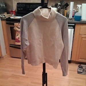 Club Monaco Cream and Gray Turtleneck Sweater